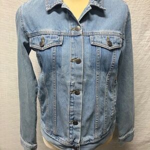 Vans Women Distressed Light Denim Jean Coat Sz Small